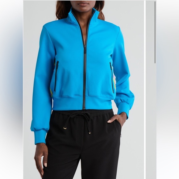 Off-White ATHL Logo Jacket blue full zip lightweight jacket‎ women’s large NWT - Picture 1 of 4